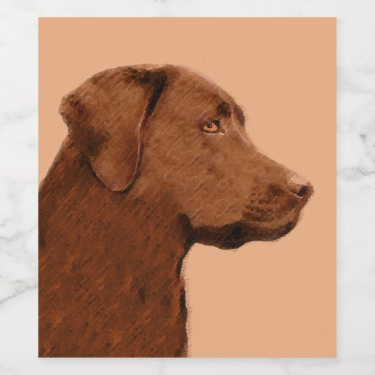Labrador Retriever (Chocolade) schilderen - Dog Ar Wijn Etiket (Enkel label)