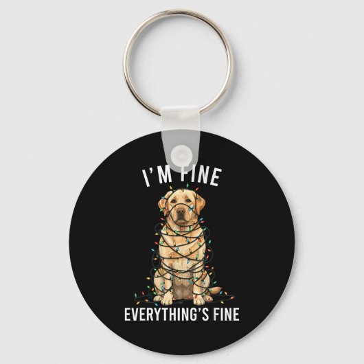 Labrador Retriever Christmas I'm Fine Everything I Sleutelhanger (Voorkant)