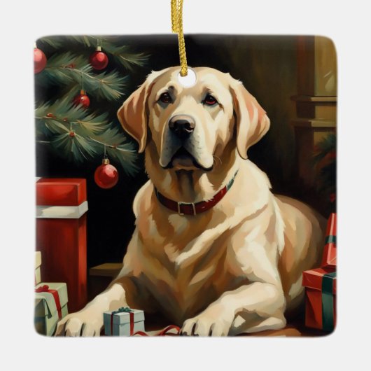 Labrador Retriever Christmas Keramisch Ornament (Voorkant)