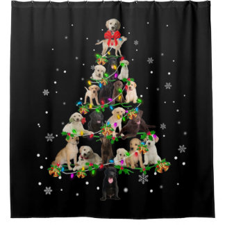 Labrador Retriever Christmas Tree X mas Douchegordijn