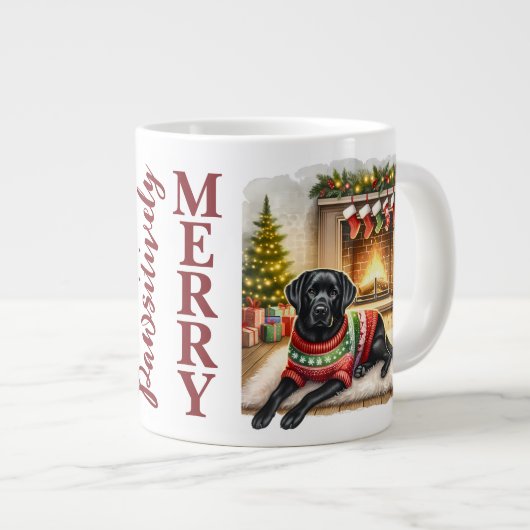 Labrador Retriever Cosy Christmas Puppy Dog Extra Grote Mok (Voorkant rechts)