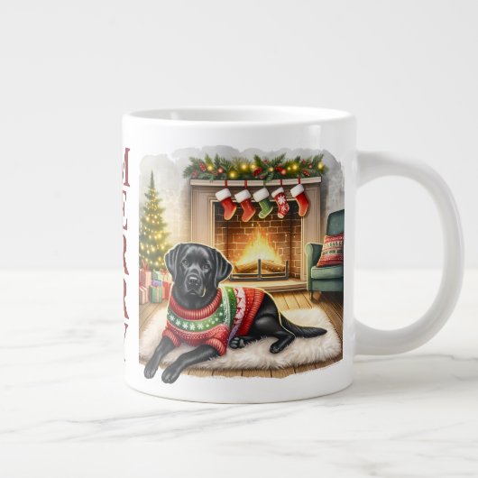 Labrador Retriever Cosy Christmas Puppy Dog Extra Grote Mok (Rechts)