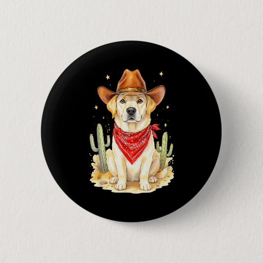 Labrador Retriever Cowboy Dog Western Llabrador Co Ronde Button 5,7 Cm (Voorkant)