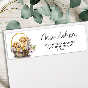 Labrador Retriever Dog Cute Puppies Return Address Etiket