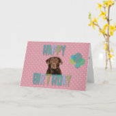 Labrador Retriever Dog joyeuse carte d'anniversair (Fleur jaune)