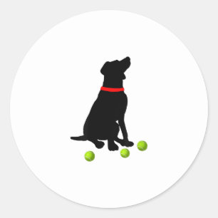 labrador retriever dog met yellow lab tennis ball ronde sticker