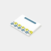Labrador Retriever Dog & Paw Yellow & Blue Grids Post-it® Notes (Schuin)