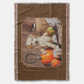 Labrador Retriever Dog & Pumpkins Brown Deken (Voorkant Verticaal)