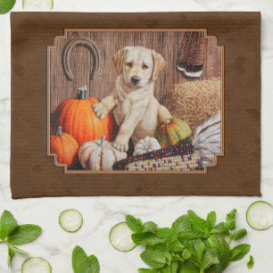 Labrador Retriever Dog & Pumpkins Brown Theedoek