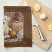 Labrador Retriever Dog & Pumpkins Brown Theedoek (Quarter Fold)