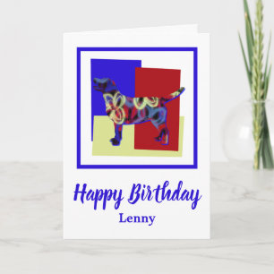 Labrador Retriever Dog Red Blue Yellow Birthday Kaart