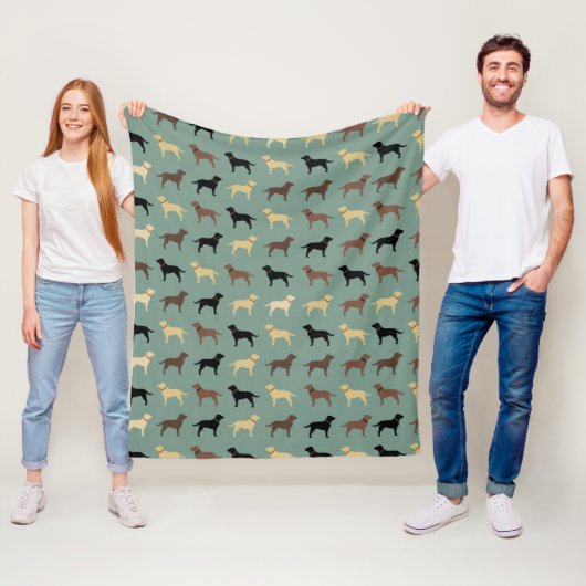 Labrador Retriever Dog Silhouettes Pattern Labs Fleece Deken (In situ)