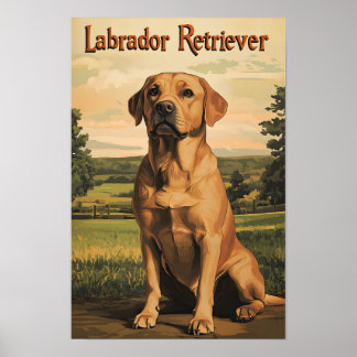 Labrador Retriever Dog Vintage Art Poster