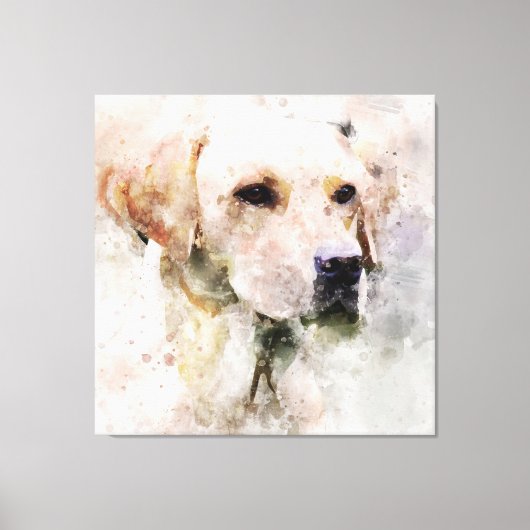 Labrador Retriever Dog Waterverf Portret 02 Canvas Afdruk (Voorkant)
