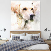 Labrador Retriever Dog Waterverf Portret 02 Canvas Afdruk (Insitu (Slaapkamer))