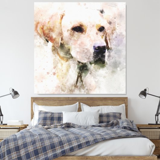 Labrador Retriever Dog Waterverf Portret 02 Canvas Afdruk (Insitu (Slaapkamer))