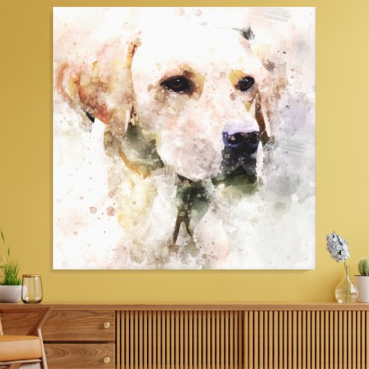 Labrador Retriever Dog Waterverf Portret 02 Canvas Afdruk (Insitu (Woonkamer))