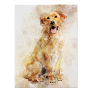 Labrador Retriever Dog Waterverf Portret 04 Foto Afdruk