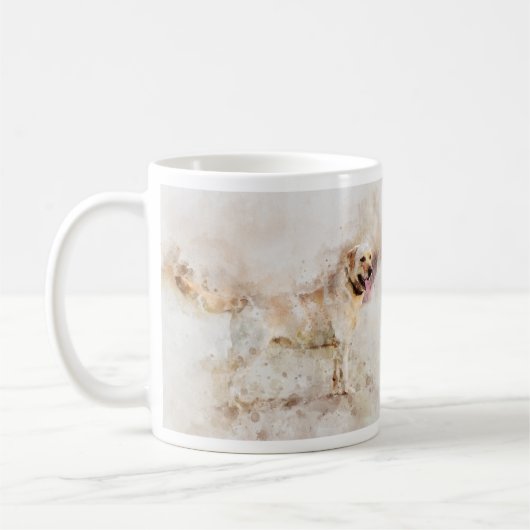 Labrador Retriever Dog Waterverf Portret 05 Koffiemok (Links)