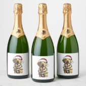 Labrador Retriever Dogs Tree Christmas Sweater Xma Sparkling Wijnetiket (Flessen)