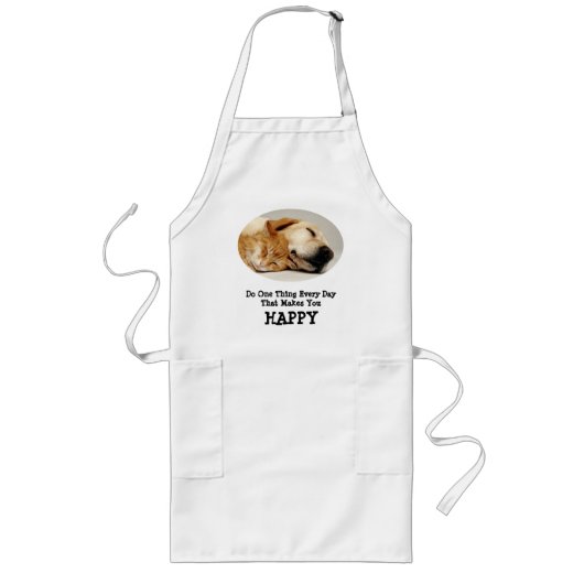 Labrador Retriever en Cat Apron Lang Schort (Voorkant)