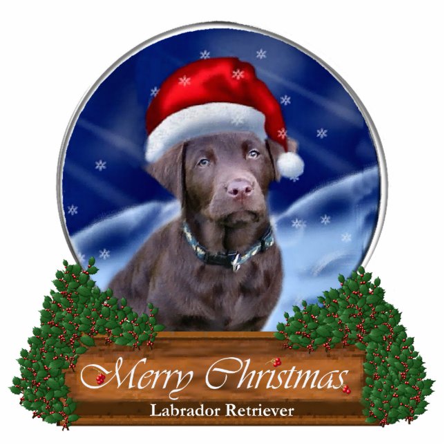 Labrador Retriever geeft kerstversiering Fotobeeldje Ornament (Voorkant)