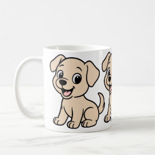Labrador Retriever Gele Cartoon Zittend Koffiemok