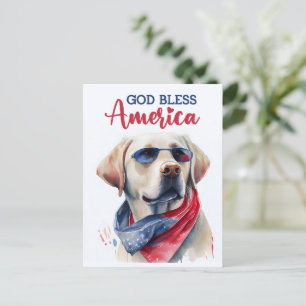 Labrador Retriever, God Bless America Ansichtkaart Briefkaart