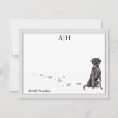 Labrador Retriever Gray Border Monogram Note Card Notitiekaartje (Voorkant)