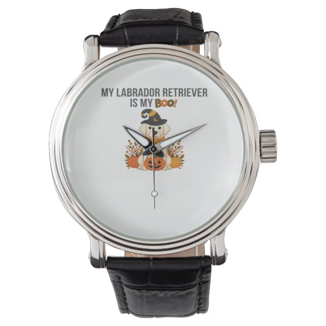Labrador Retriever Halloween Dog Funny Spooky Boo Horloge (Voorkant)
