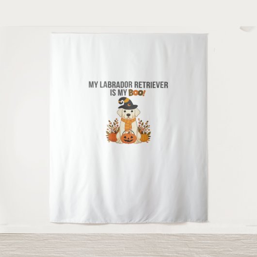 Labrador Retriever Halloween Dog Funny Spooky Boo Wandkleed (Voorkant)