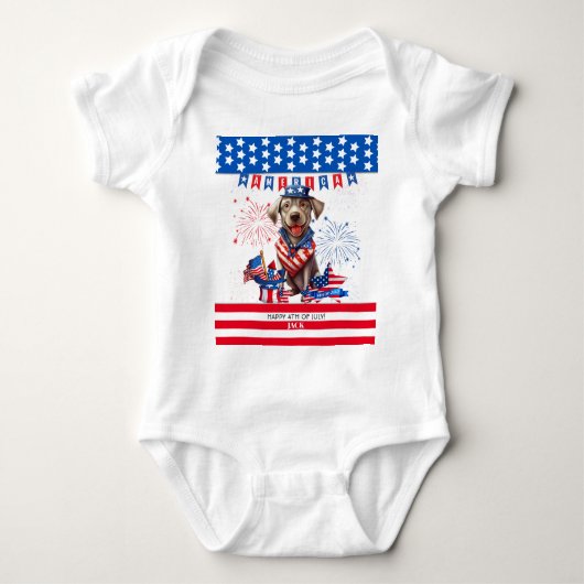 Labrador Retriever Happy 4th van juli Onafhankelij Romper (Voorkant)
