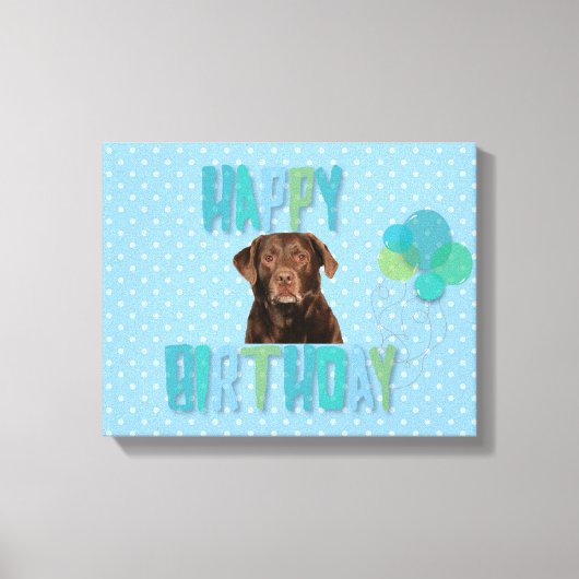 Labrador Retriever Hond Gelukkige Verjaardag Canvas Afdruk (Voorkant)