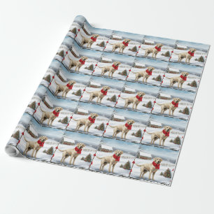 Labrador Retriever-hond in sneeuw Kerstmis Cadeaupapier