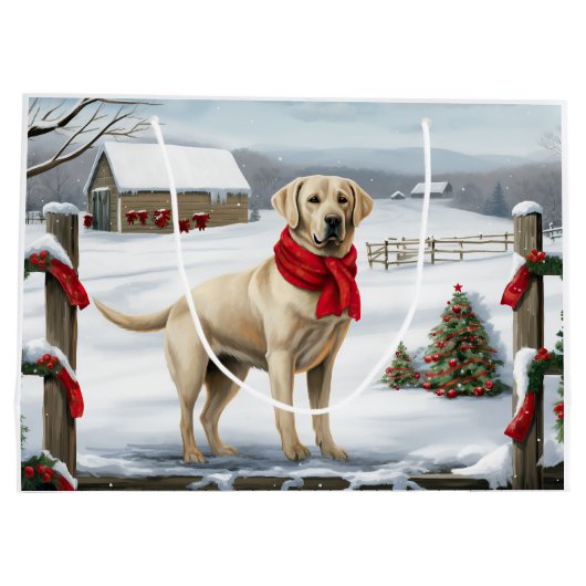 Labrador Retriever Hond in Sneeuw Kerstmis Groot Cadeauzakje (Achterkant)