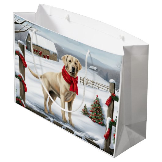 Labrador Retriever Hond in Sneeuw Kerstmis Groot Cadeauzakje (Achterkant Gekanteld)