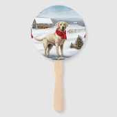 Labrador Retriever Hond in Sneeuw Kerstmis Handwaaier (Voorkant)