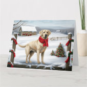 Labrador Retriever Hond in Sneeuw Kerstmis Kaart (Voorkant)