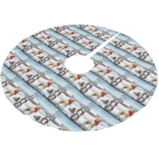 Labrador Retriever Hond in Sneeuw Kerstmis Kerstboom Rok (Gekanteld)