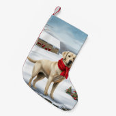Labrador Retriever Hond in Sneeuw Kerstmis Kleine Kerstsok (Voorkant (Hangend))