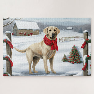 Labrador Retriever-hond in sneeuw Kerstmis Legpuzzel