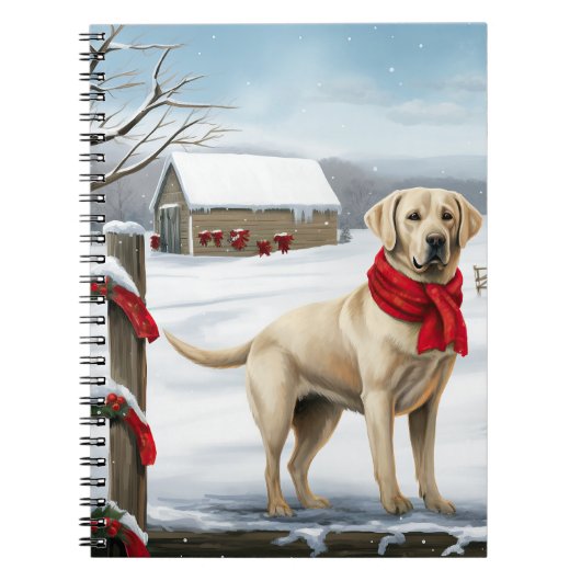 Labrador Retriever Hond in Sneeuw Kerstmis Notitieboek (Voorkant)