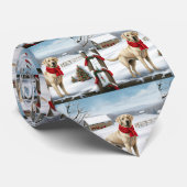 Labrador Retriever Hond in Sneeuw Kerstmis Stropdas (Opgerold)