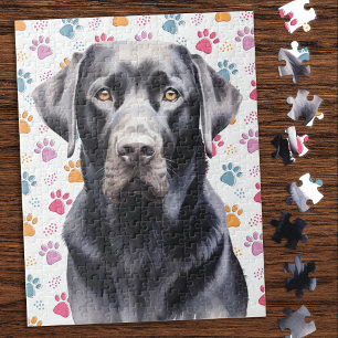 Labrador Retriever Hond Kleurrijke Paw Prints Legpuzzel