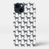 Labrador Retriever Hond Schattig Silhouet Grid Wit iPhone Hoesje (Achterkant)