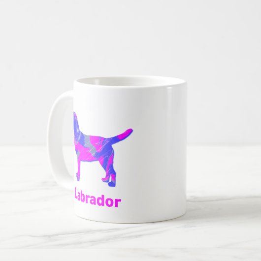 Labrador Retriever Hond Silhouet Crazy Hot Pink Koffiemok (Voorkant links)