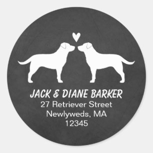 Labrador Retriever Hond Silhouetten Retouradres Ronde Sticker