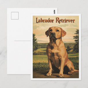 Labrador Retriever Hond Vintage Kunst Briefkaart