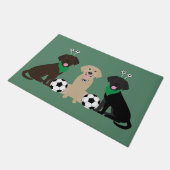 Labrador Retriever Honden Spelen Voetbal Deurmat (Schuin)