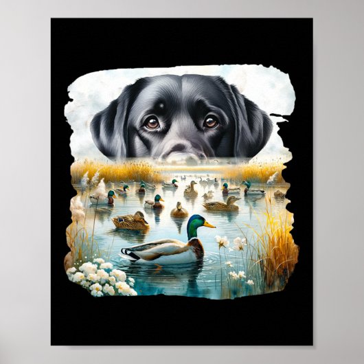 Labrador Retriever Honden US Vlag Eend Jager Poster (Voorkant)